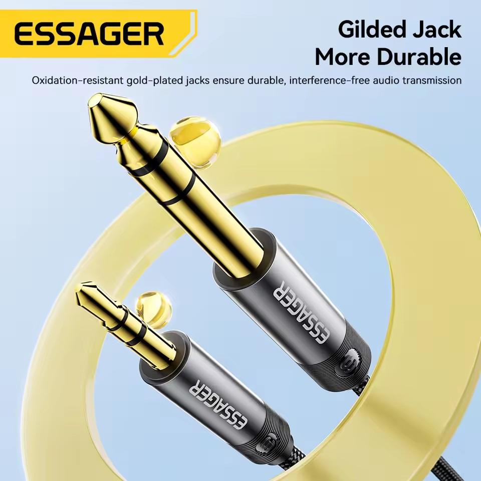 Essager 3.5mm To 6.5mm Audio Jack Cable For Computer Laptop Headsets Sound Card Cellphone DVD Amplifier Male To Male Audio Cable