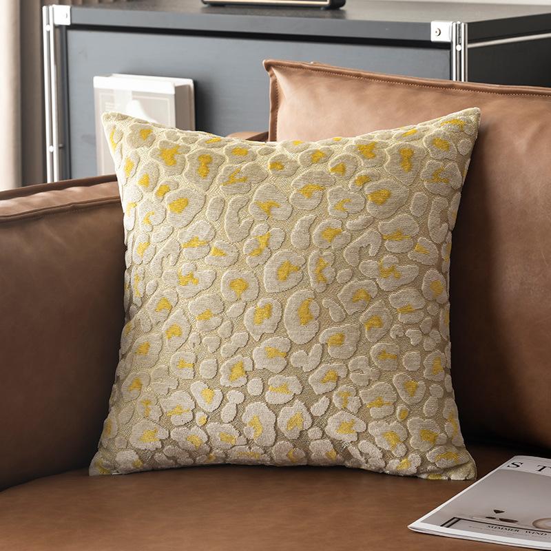45x45cm Leopard Print American Cut Fleece Sofa Pillow Cover Cotton and Linen Pillow Office Nap Pillow Car Cushion Pillowcase