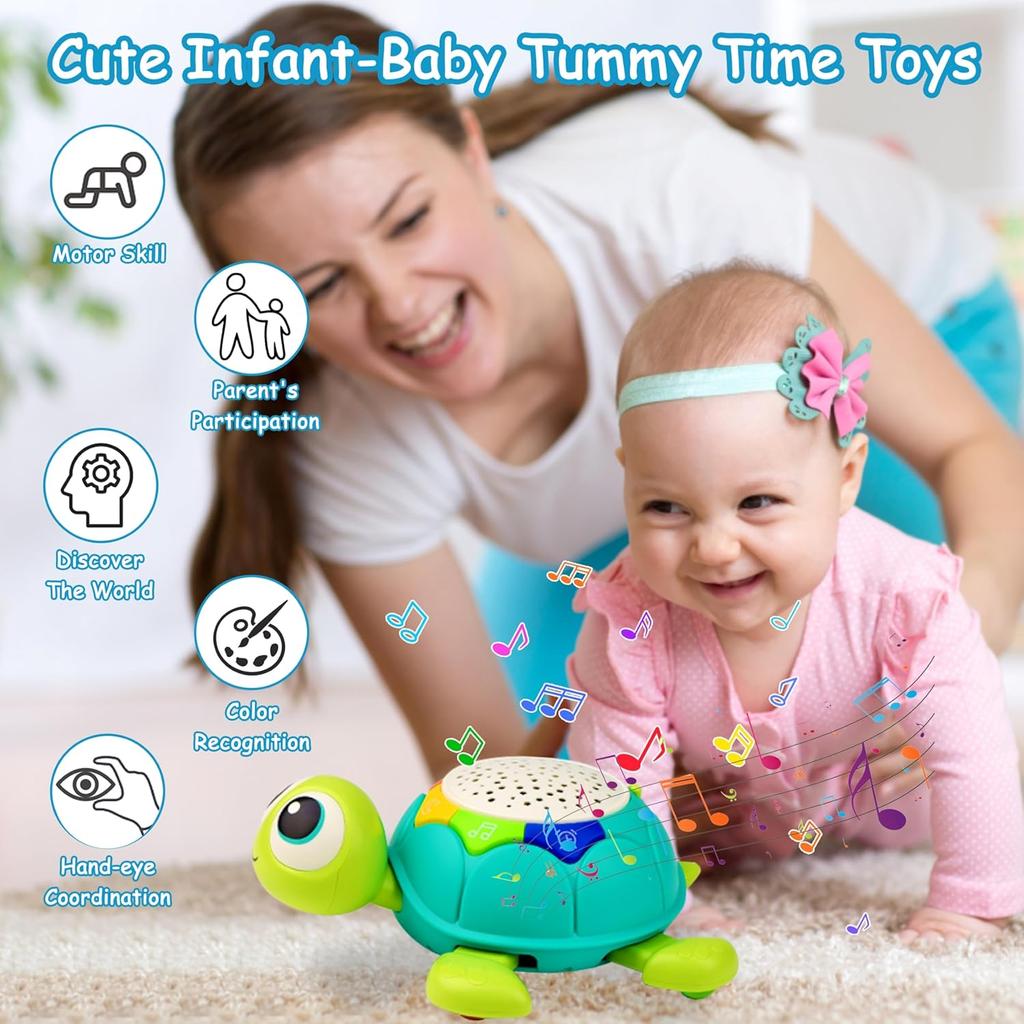 Baby Toys 5 In 1 Musical Projector Turtle Crawling Toys Tummy Time Infant Educational Toys For Boy Girl Birthday Christmas Present