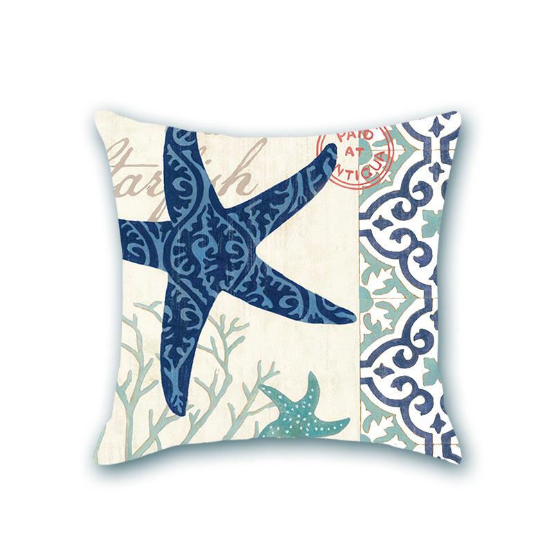 Retro Ocean Series Imitation Super Soft Pillow Cover Octopus Starfish Cushion Sofa Nap Bedside Pillow