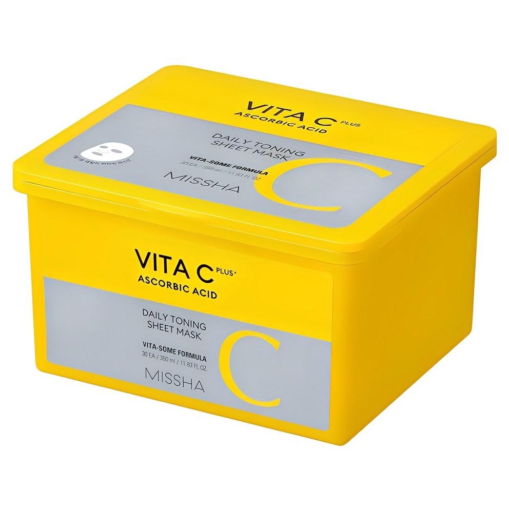 

MISSHA Vita C Plus Daily Toning Sheet Mask, 30 sheets, 1 pack