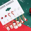 6 Pairs Fashionable Cartoon Sweet Christmas Series Earrings Santa Claus Christmas Socks Drip Oil Pattern Earrings Accessories