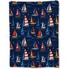 Nautical Sailboat Blanket - Soft Lightweight Cozy Flannel Colorful Throw Blanket for Adults Kids Women, Warm Fuzzy Blankets for