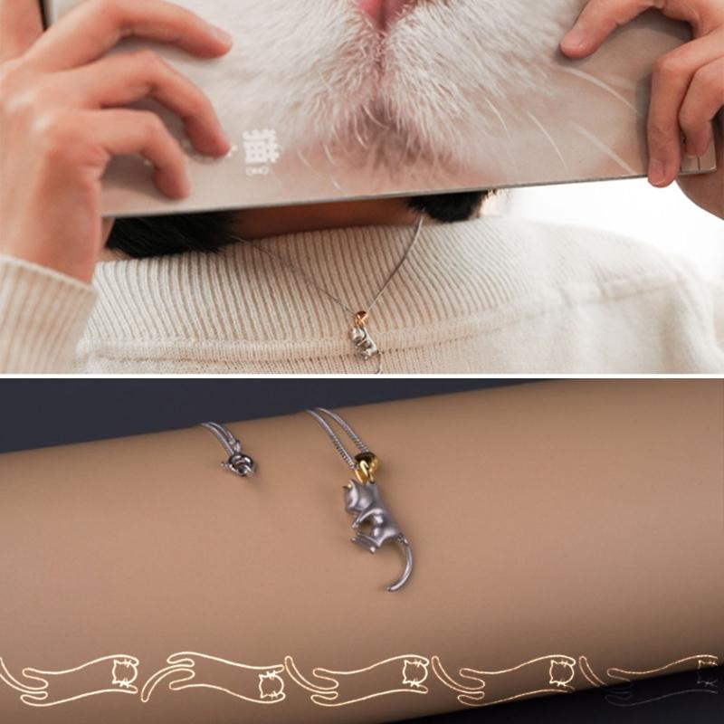 Lovely Cat Pendant Necklace Simple Collar Necklace Neck Chain Y2K Cute Animal Neck Chain Fashion Statement Jewelry