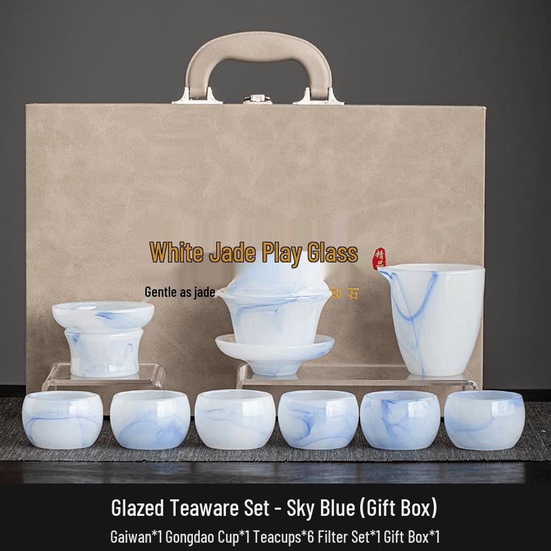 Chaxun 10-Piece Ice Jade Glazed Ceramic Tea Set