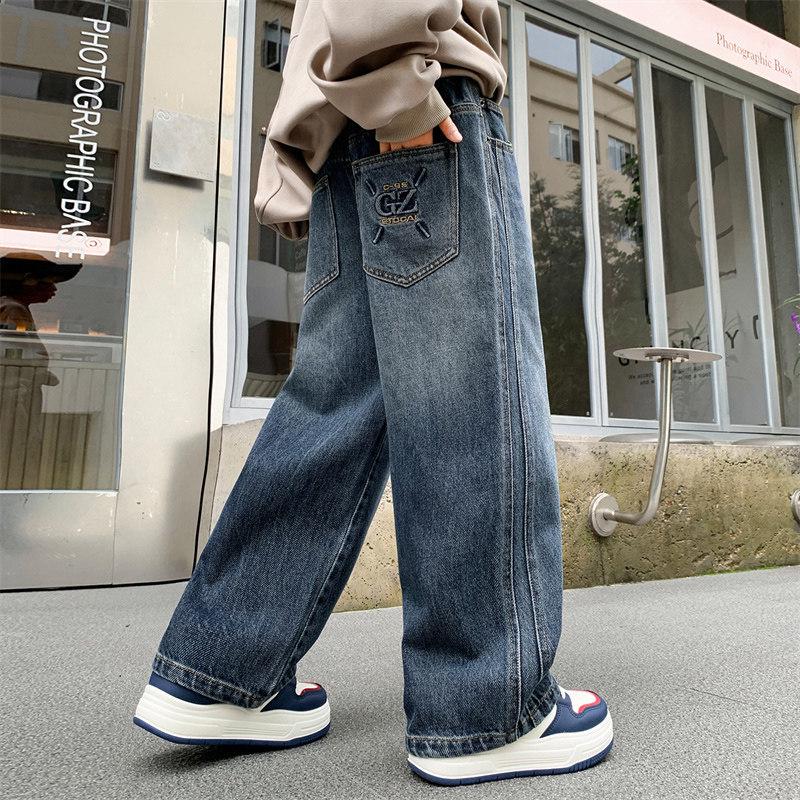 Jeans droits amples pour garçons - Collection Printemps/Automne 2026: Pantalons décontractés pour enfants - Tailles M et L