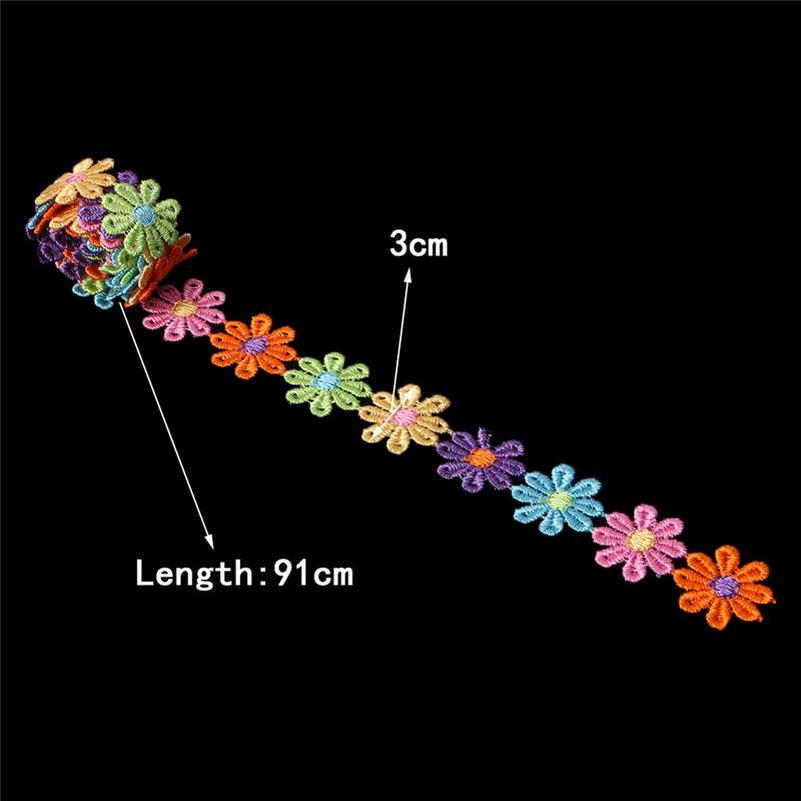 EL 1yd Vintage Embroidered Lace-trimmed Ribbon Wedding Applique Diy Sewing EL 1yd Vintage Embroidered Lace-trimmed Ribbon Wedding Applique Diy Sewing