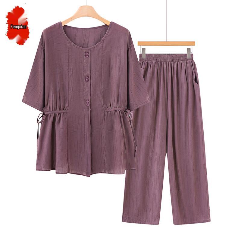 Damen Plus Size Sommer Zweiteiliges Set mit kurzen Ärmeln