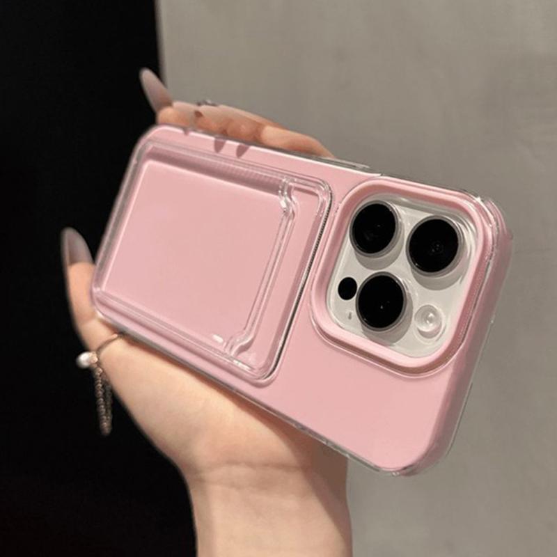 New 2 In 1 Card Holder Slot Wallet Candy Color Phone Case For For Iphone 17 16 15 14 13 12 11 Pro Max Air TPU+PC Shockproof Cover