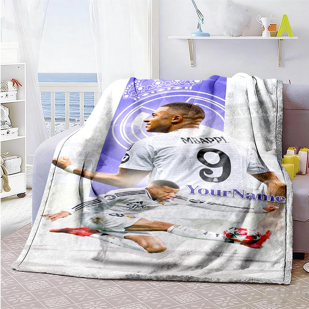 Mbappe 216 Customize Text Blanket Multi-purpose Customizable Blanket Durable Comfort Perfect for Sofa Nap Bedding Office Ideal for All Seasons
