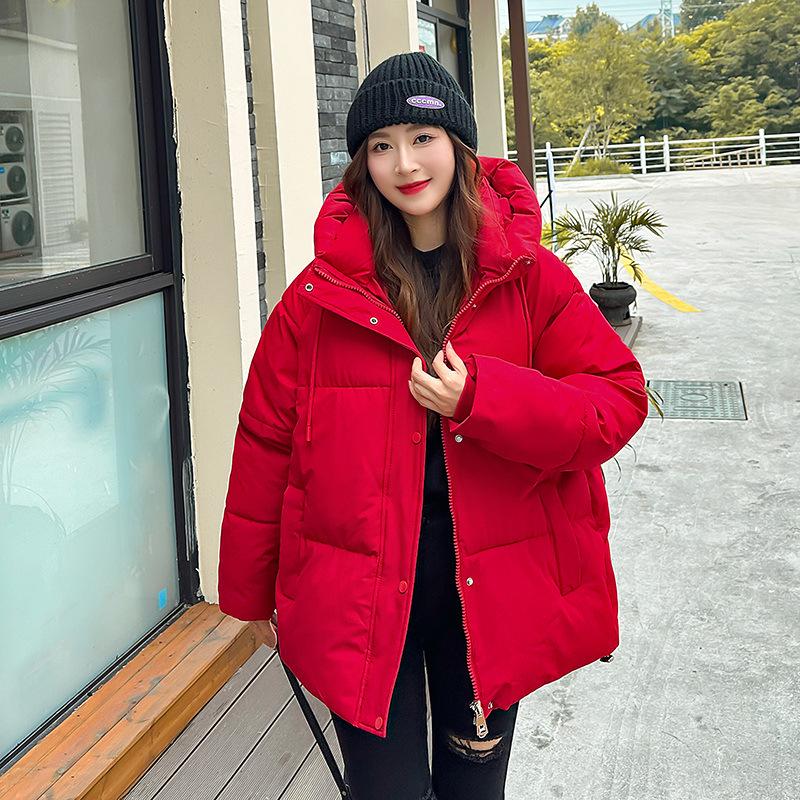2024 Winter New Short Hooded Women's Cottonpadded Clothes European and American Down Cottonpadded Clothes Thickened Cottonpadded Jackets Women's Trend