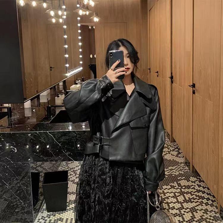 Cross-Border Retro Leather Jacket: Women's Trendy American Style