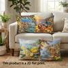 1/4Pcs Vibrant Coastal And Fruit Themed Pillowcases Sofa Bed Cushion Cover Home Bedroom Decoration, 2D Flat Printing