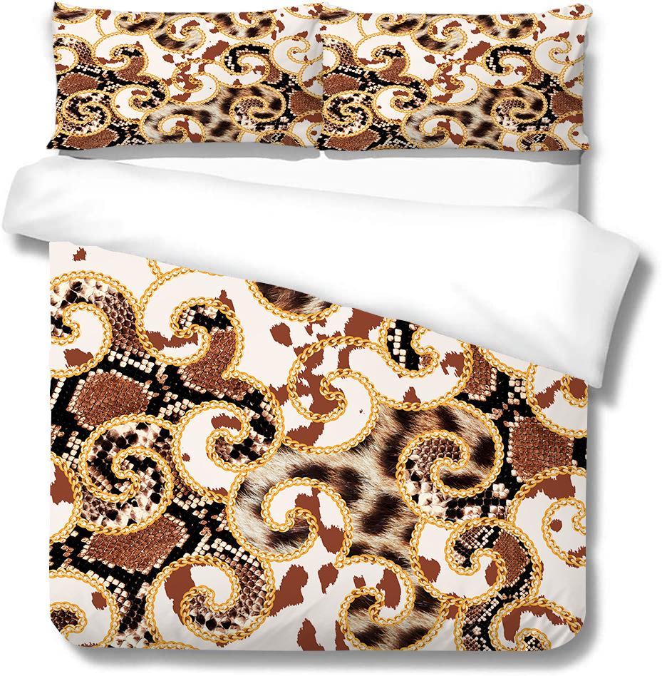 Polyester Quilt Cover Pillowcase Two Or Three-Piece Set 3D Digital Printing Leopard Print Series