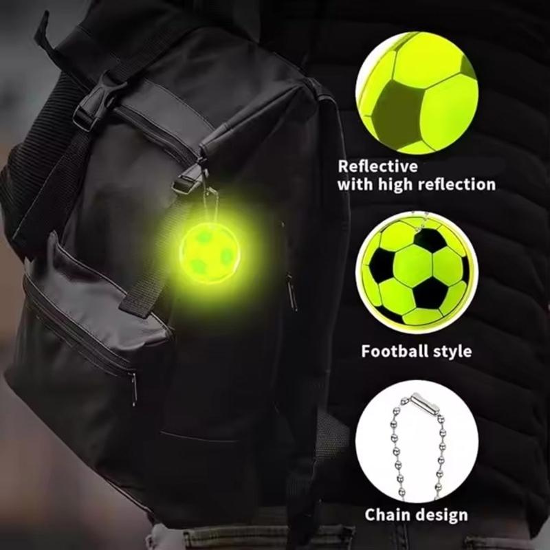 12Pieces Soccer Nighttime Backpack Keychain Glowing Bag Pendant Football Reflective Key Ornament for Easy Key Finding