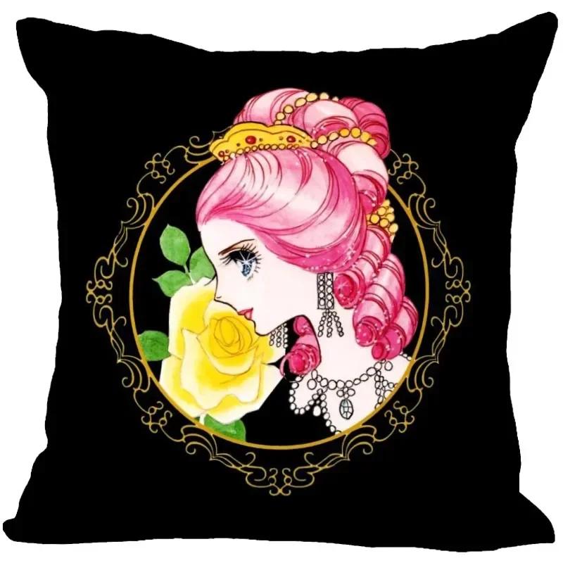 Anime The Rose Of Versailles Pillow Case For Home Decorative Satin Pillows Cover Invisible Zippered Throw Cushions Cover 1007
