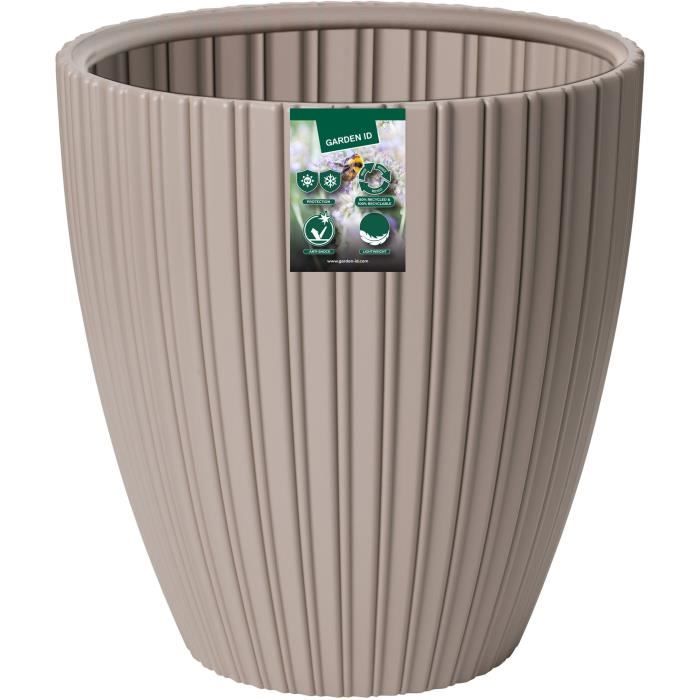 Pot de fleurs - GARDEN ID - Fancy - 40 x 42 cm - Pour jardin, balcons ou intérieurs - Taupe