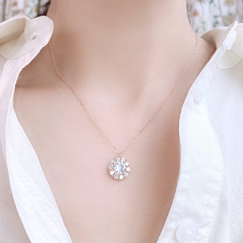 14K Round Crystal Necklace Na0199