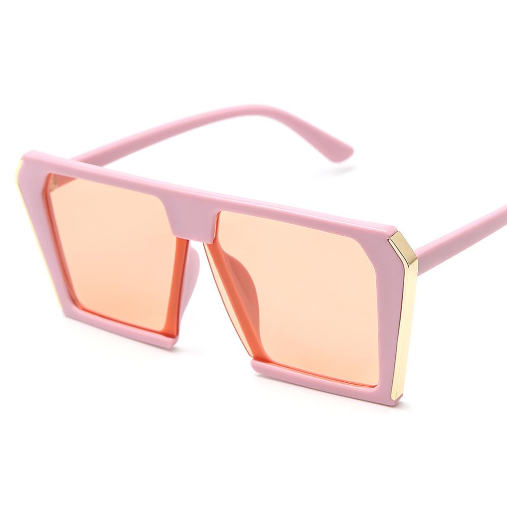 Fashion CE Certified UV400 Sunglasses Big Hexagon Flat Top Mirror Square Design Custom Logo Plastic Women Shades