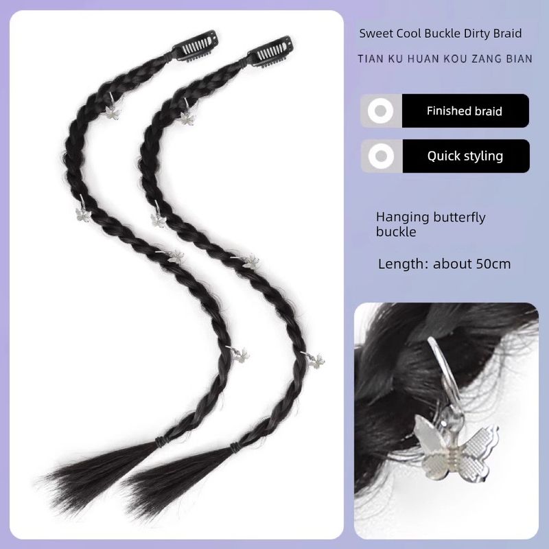 

False Braids Women s Ponytail Sexy Cable Stitch Long Braid Hair Accessories Internet Celebrity Buckle Braided Hair Small Dreadlocks Boxing Braid Wig [Butterfly] -2 Pack