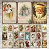 Festival Christmas Santa Claus Tin Sign Vintage Metal Poster Snowman Kitchen Home Bedroom Wall Art Decor Tinplate Signs Plaques