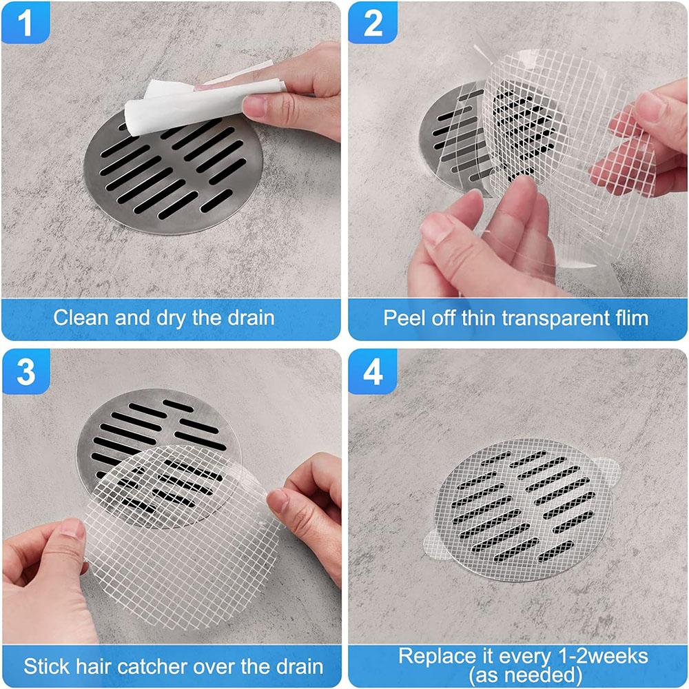 50Pcs 11cm Disposable Shower Drain Hair Catcher Mesh Sticker Strainer for Shower