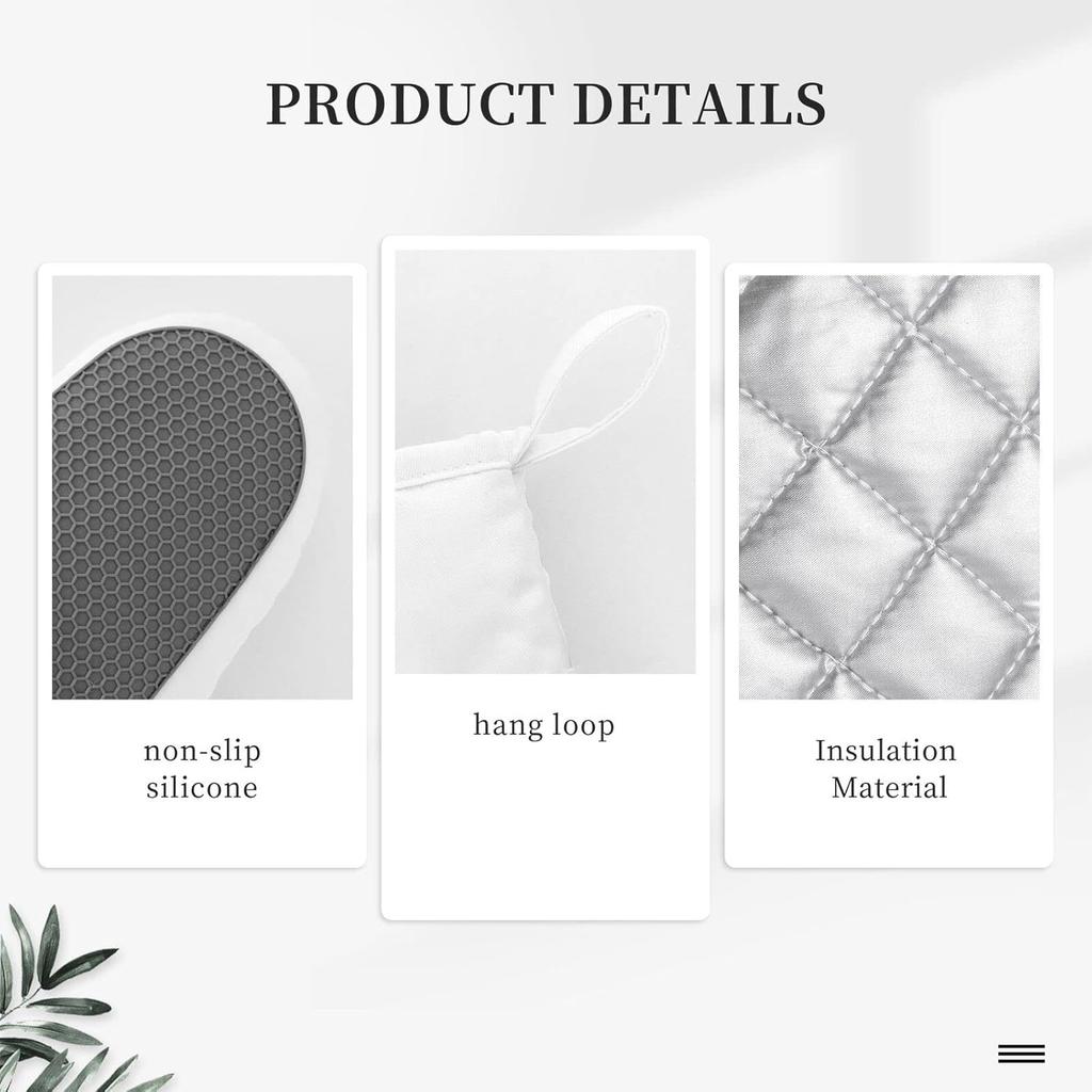 Oven Mitts Pot Holders Set Vintage Butterfly Moon Flower Silicone Kitchen Gloves Potholders Heat Resistant for Chef Baking Cooking Grilling BBQ 4