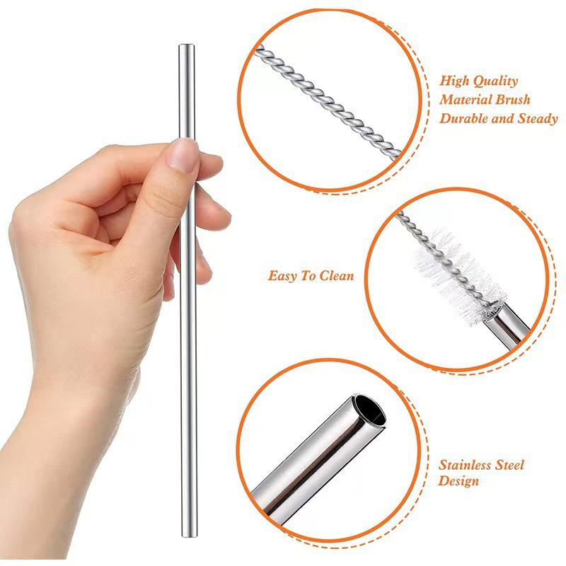 Stainless Steel Travel Cup with Multi-Functional Straight and Bent Straws