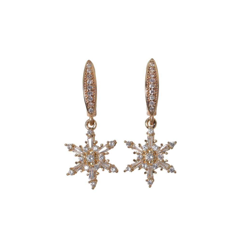 Simple Flowers Dangle Earrings for Women Fashion Zirconia Earring Jewelry Party Accessories
