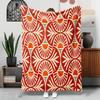 Boho Sun Geometric Flannel Throw Blanket, Retro Sun Abstract Pattern Navy Orange Print Soft Cozy Blanket Sofa Bed Bohemian Home Decor Gift