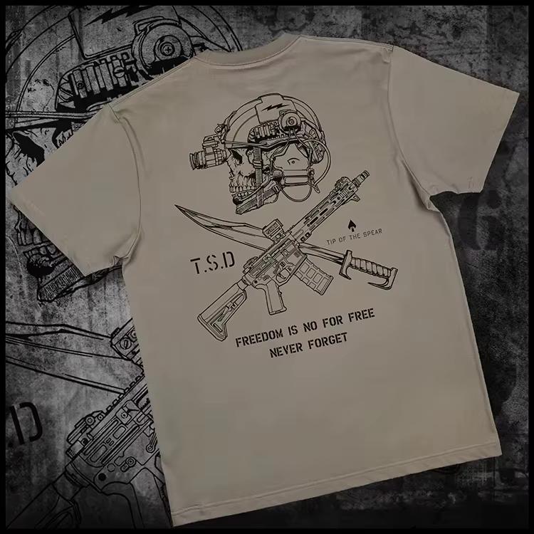 Special Fashion Forces Round Neck Summer Free Not Free Spartan Tactical Army Fan Cotton T-shirt High Quality for Men and Women