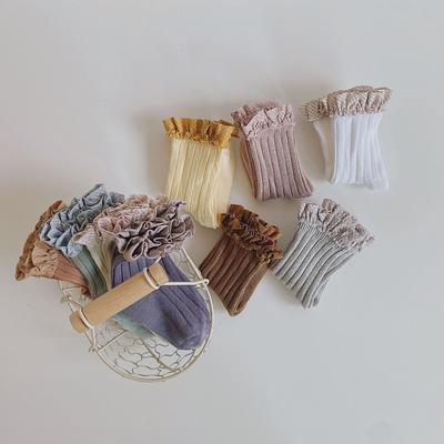 Babysocken für Mädchen Kinderfuß Spitze Strumpfhose Kinder Baumwolle Streifen Strümpfe Säugling Herbst Beinwärmer Prinzessin Spanische Socke Neugeborenes