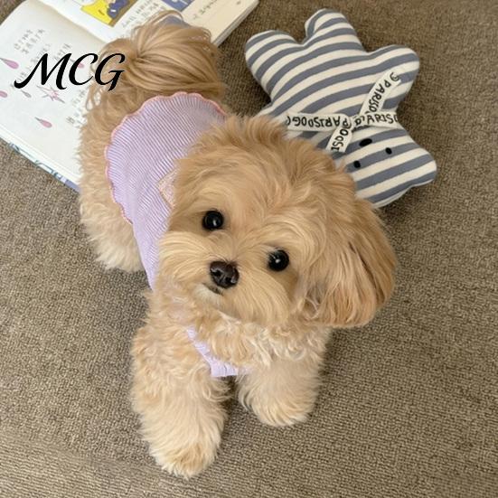 Pet Hair Reduction Shirt Ribbed Sleeveless Dog T-Shirt, Breathable Girl Vest Shirt, Soft Fabric Top Summer Puppy Outfit for Small Dogs Bichon