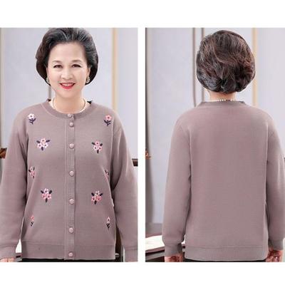 Women's Autumn Long Sleeve Knit Sweater Mom Padded Warm Embroidered Bottom Shirt