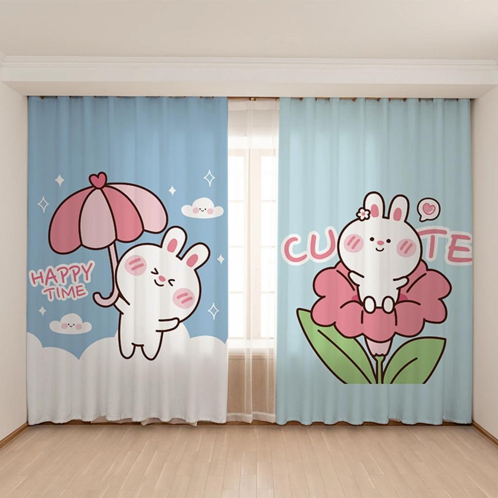 Cute Cartoon Rabbit Children Room High Shading Curtain Bedroom Kindergarten Training Class Early Education Center Blackout Drape