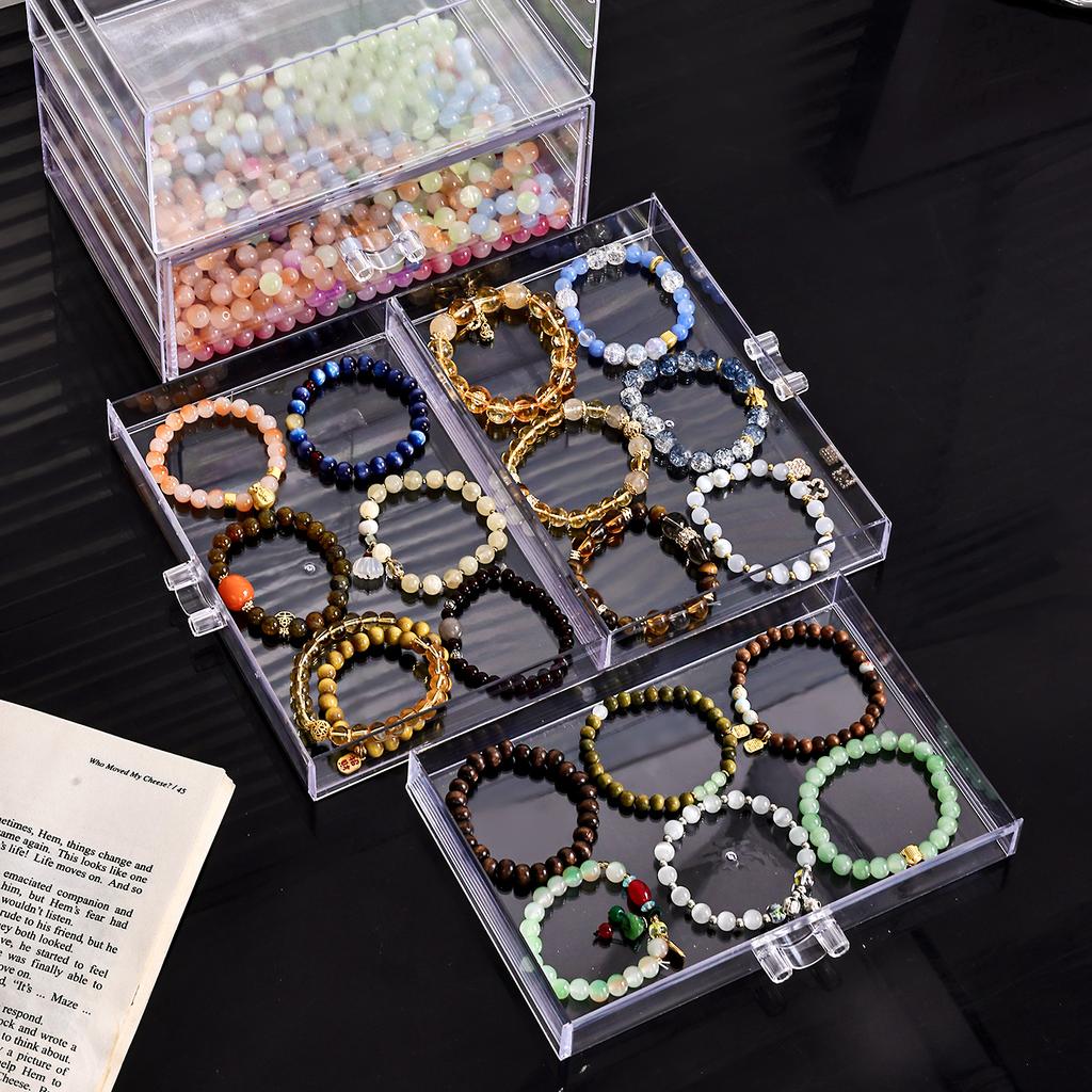 1pc Desktop Transparent Stackable Acrylic Bead Storage Box Drawer Style Bead Bralet Hair Acssory Storage Organizer
