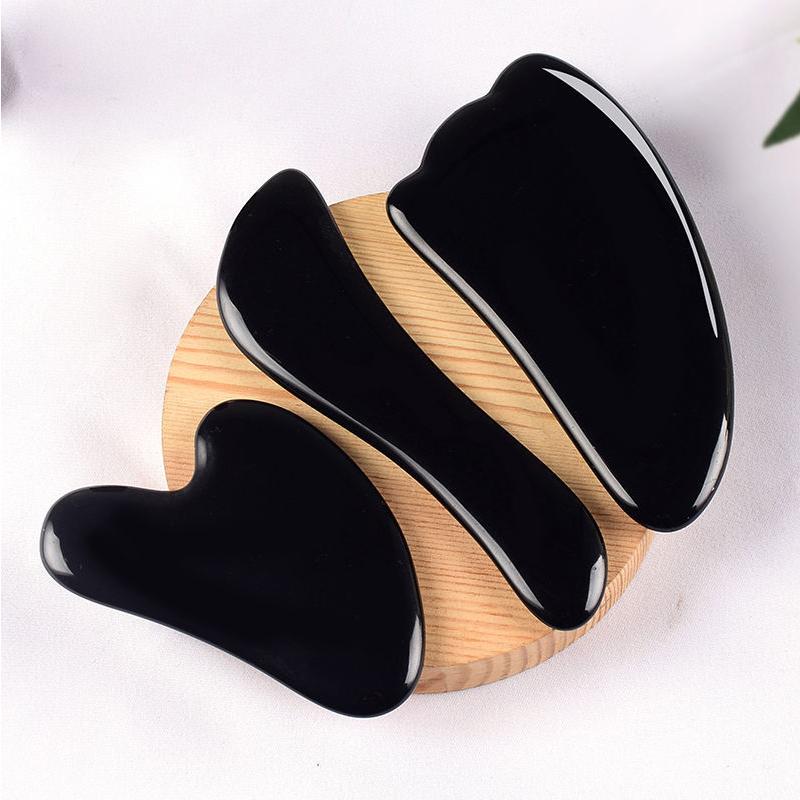 1Pc Black Obsidian Gua Sha Board Facial Massage Tool Scraping Jade Roller For Spa Acupuncture Therapy Trigger Point For Body