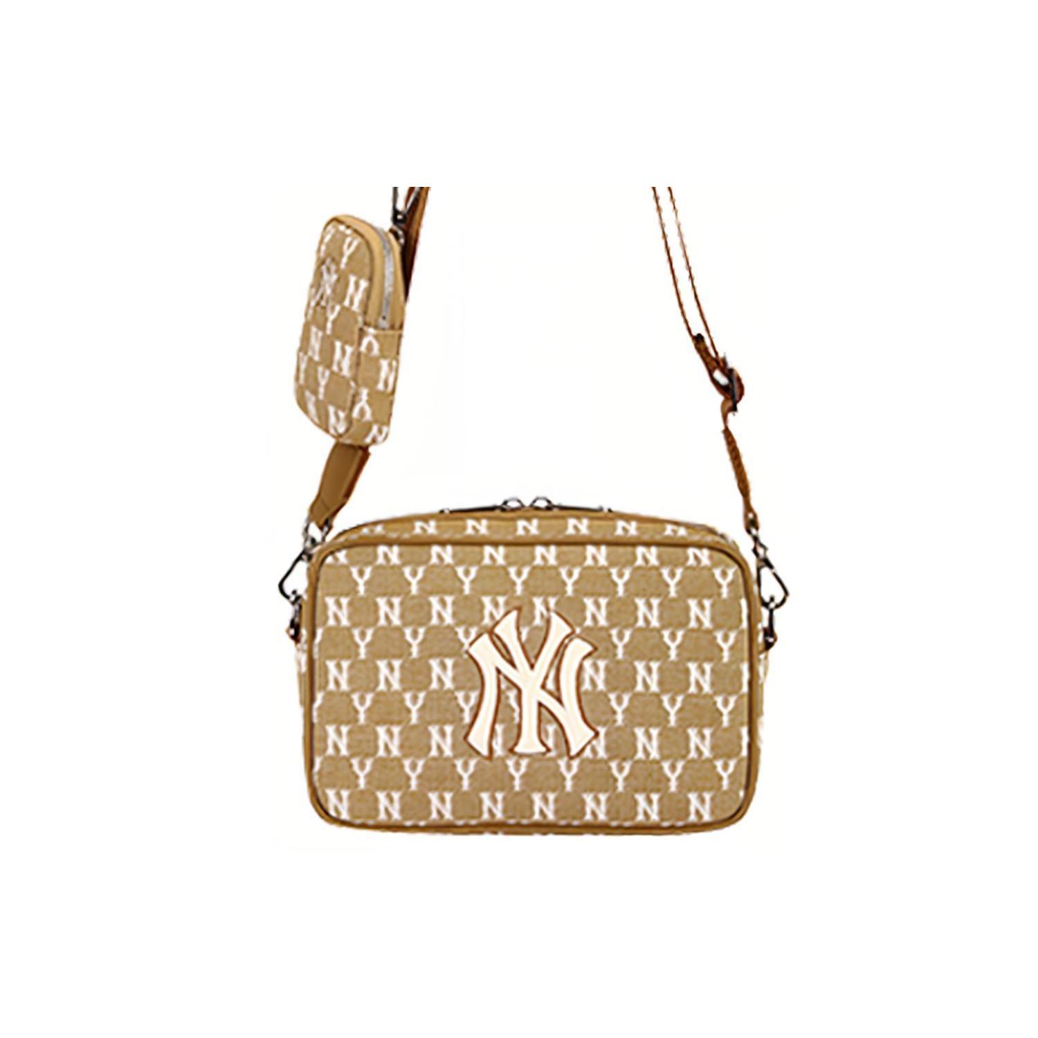 

New MLB Monogram Collection Fabric Combo Bag Crossbody Bag Shoulder Bag Women s Khaki 32BGDC111-50B 23.1*7.1*15.0CM