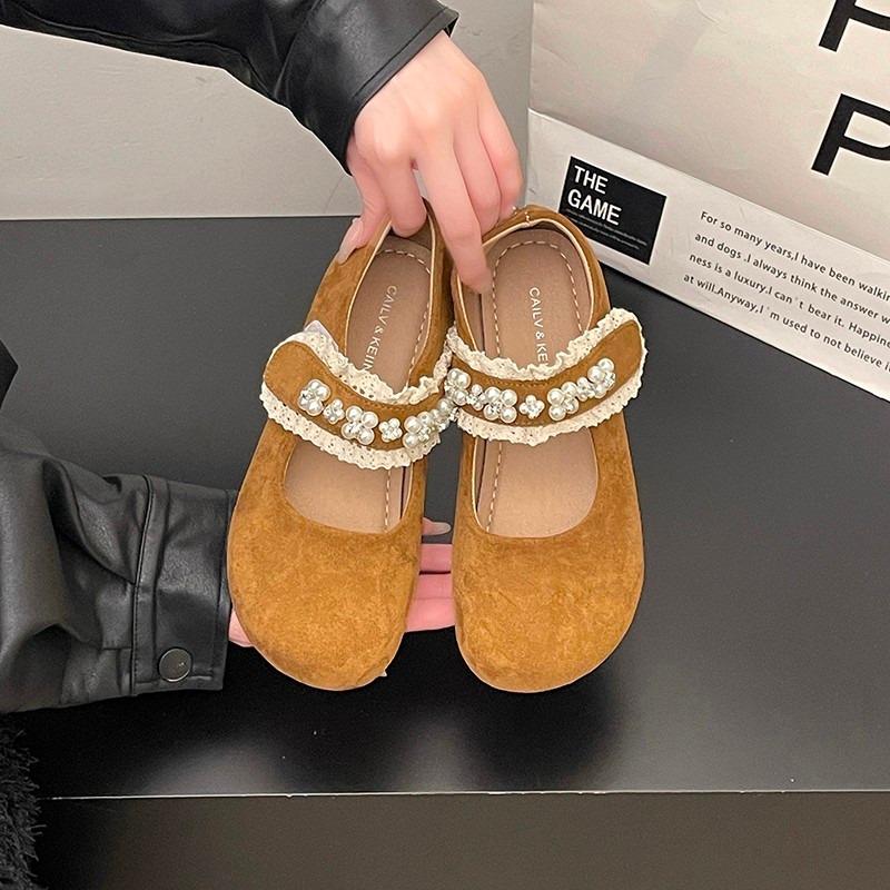 2025 Ladies Shoes Women's Flats Sweet Daily Flats Women Round Toe String Bead Lace Soft Bottom Shoes Women Zapatos