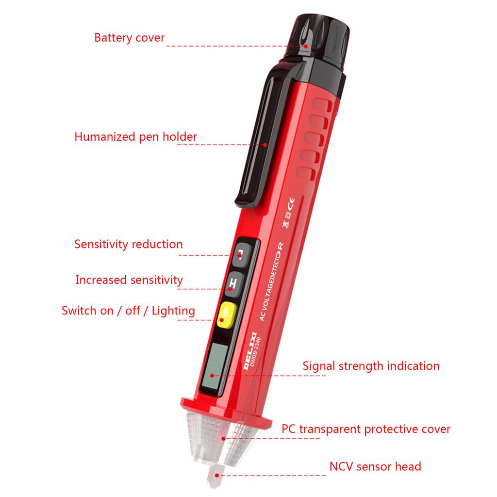 Digital Voltage Tester 90-1000V Multifunctional Pen Tester with Sound Light Alarm Live/Null- Wire Judgment for Household