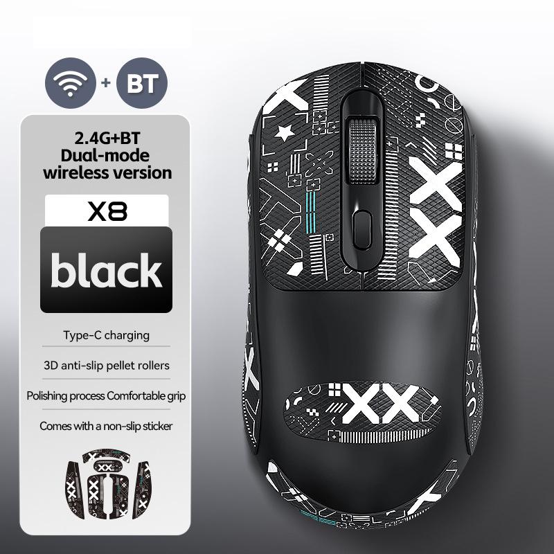 ZENTAURA X8 Dual Mode Wireless/Bluetooth Gaming Mouse with Anti-slip Sticker TYPE-C Rechargeable Office Mouse for Laptops