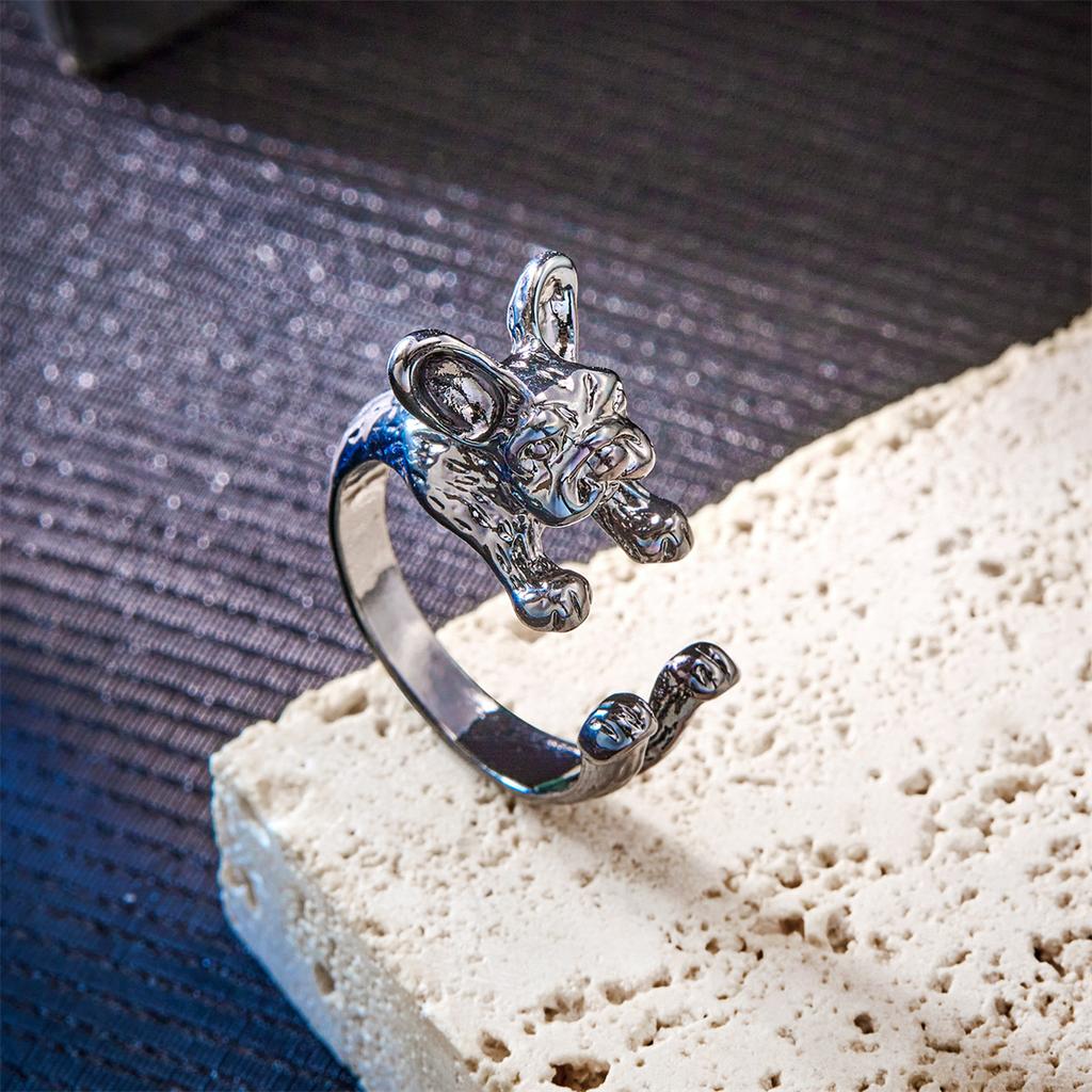 Fashion Vintage Dog Opening Rings For Women Minimalist Retro Cartoon Dog Animal Finger Ring Trendy Luxury Party Jewelry Gifts
