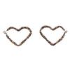 Stylish Leopard Print Heart Hoop Earrings - Retro Hong Kong Style with Silver Needle