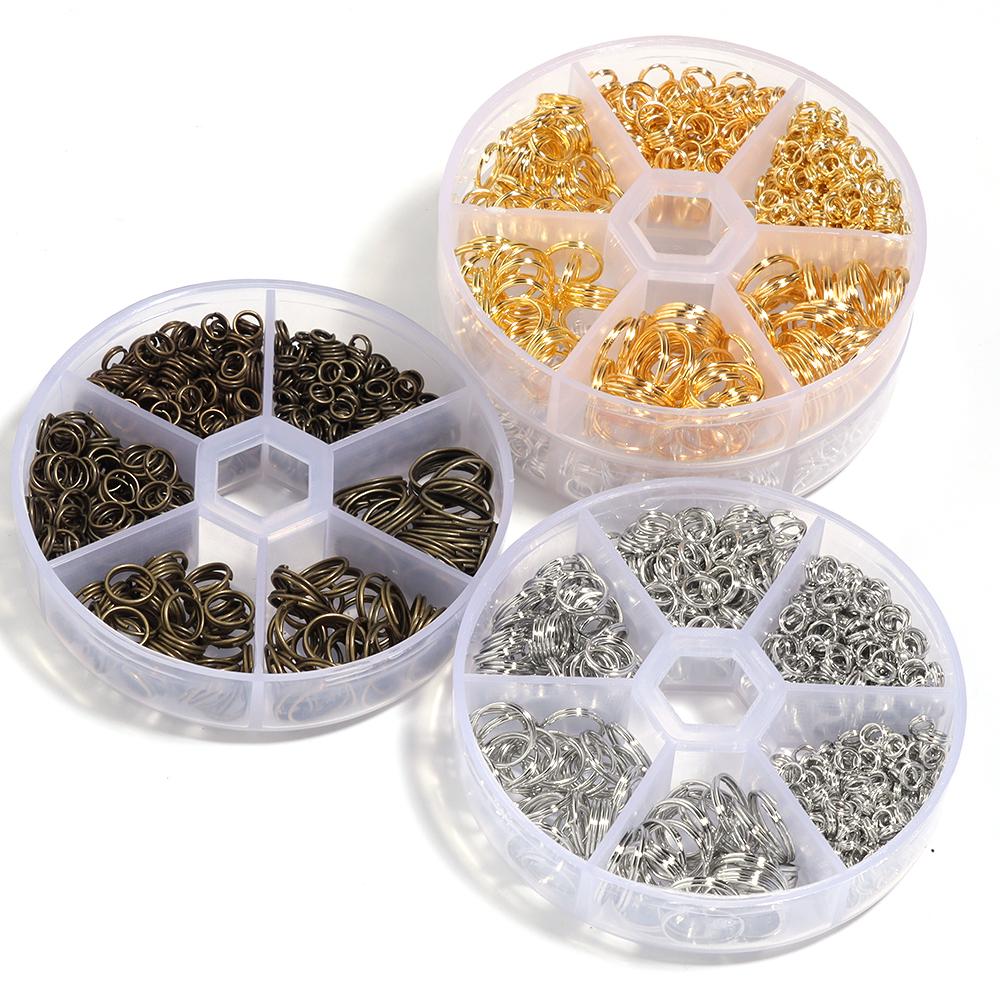 1 Box Metal Open Jump Rings Kit Gold Silver Color Double Loops Split Rings For DIY Bracelet Earring Making Connector Accessories
