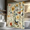 1 Bright Floral And Butterfly Shower Curtain - Features A Colorful Floral And Butterfly Pattern, Machine Washable Polyester
