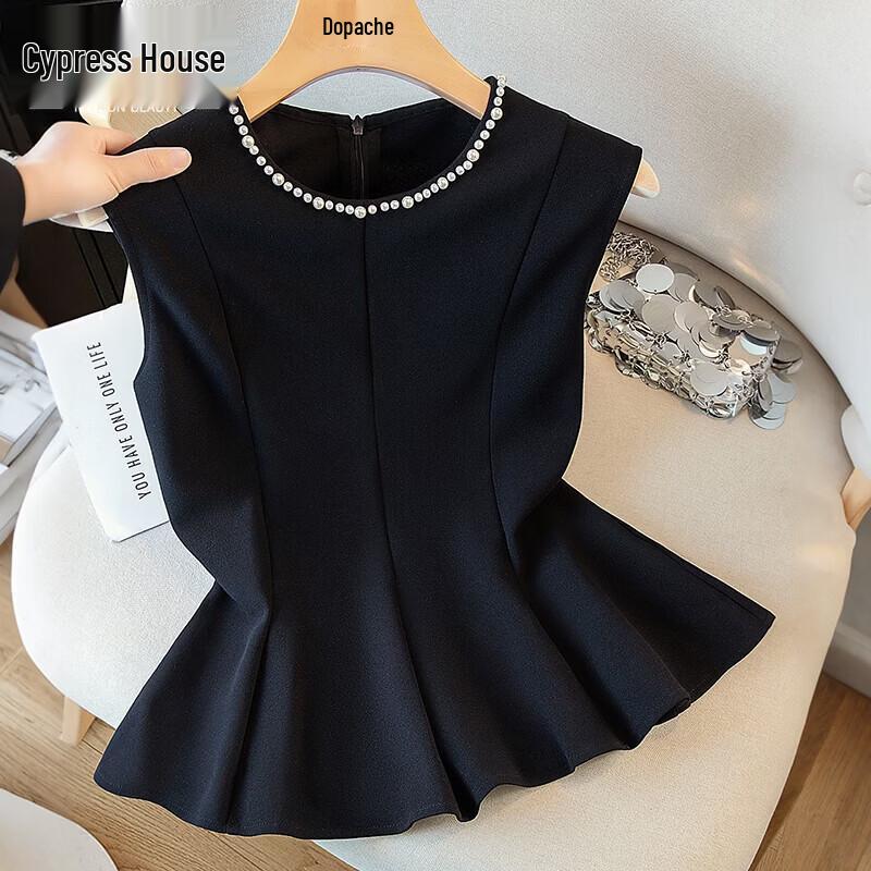 Women s Beaded Sleeveless Slim Fit Blouse L