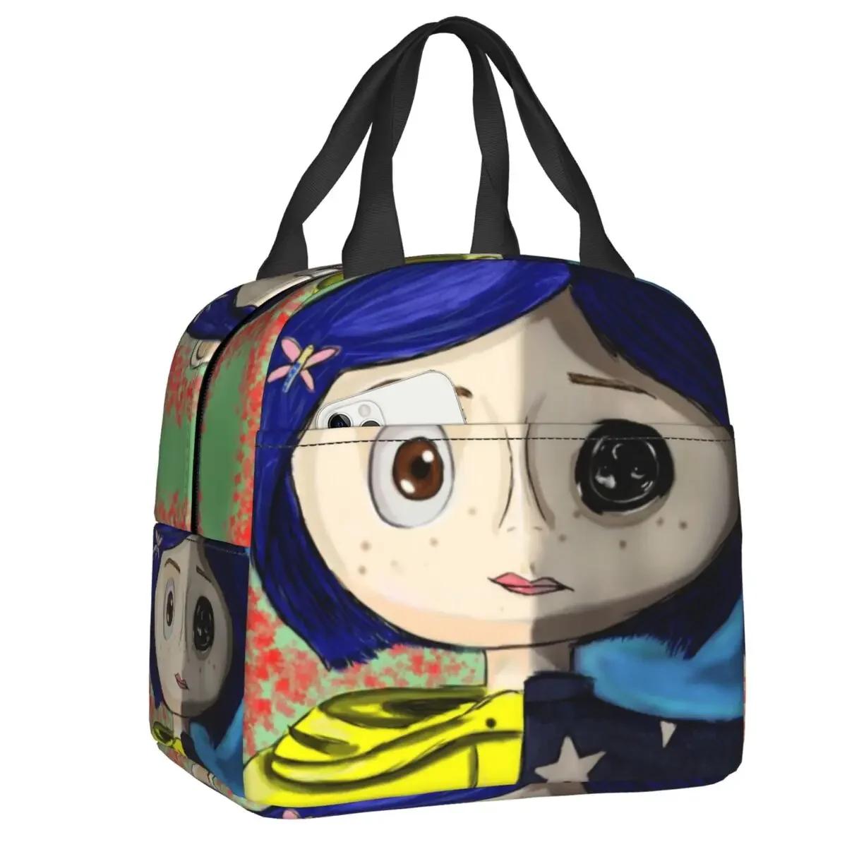 

Хэллоуин фильм ужасов Коралина изолированная сумка для обеда для женщин портативный охладитель термоконтейнер для еды ланч-бокс на открытом воздухе кемпинг путешествия 22x20x13CM армия зеленый