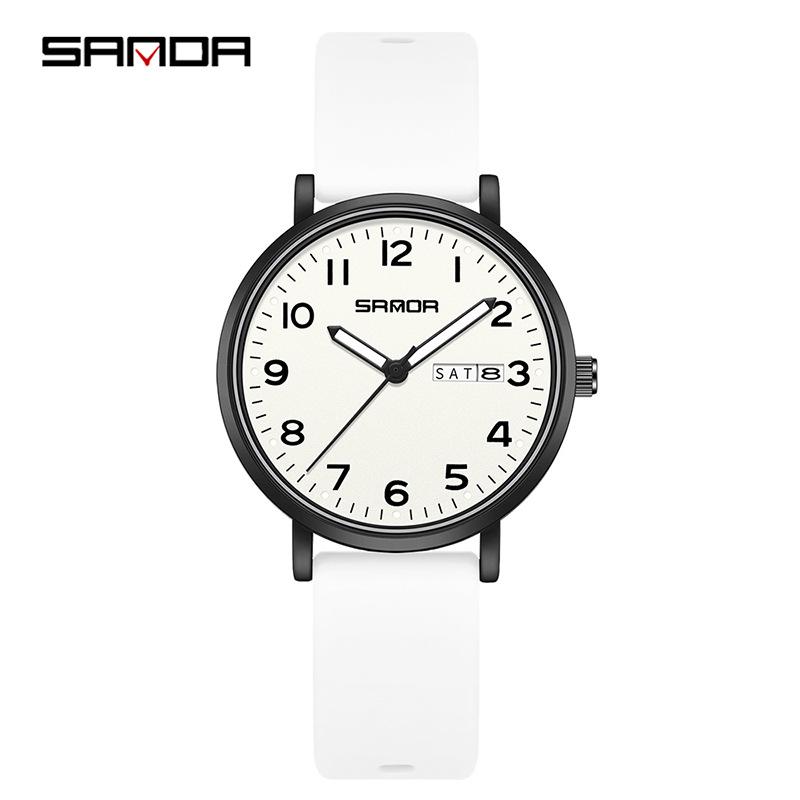 Sanda Student Exam Watch: Luminous, Waterproof Quartz with Silicone Strap for Teens