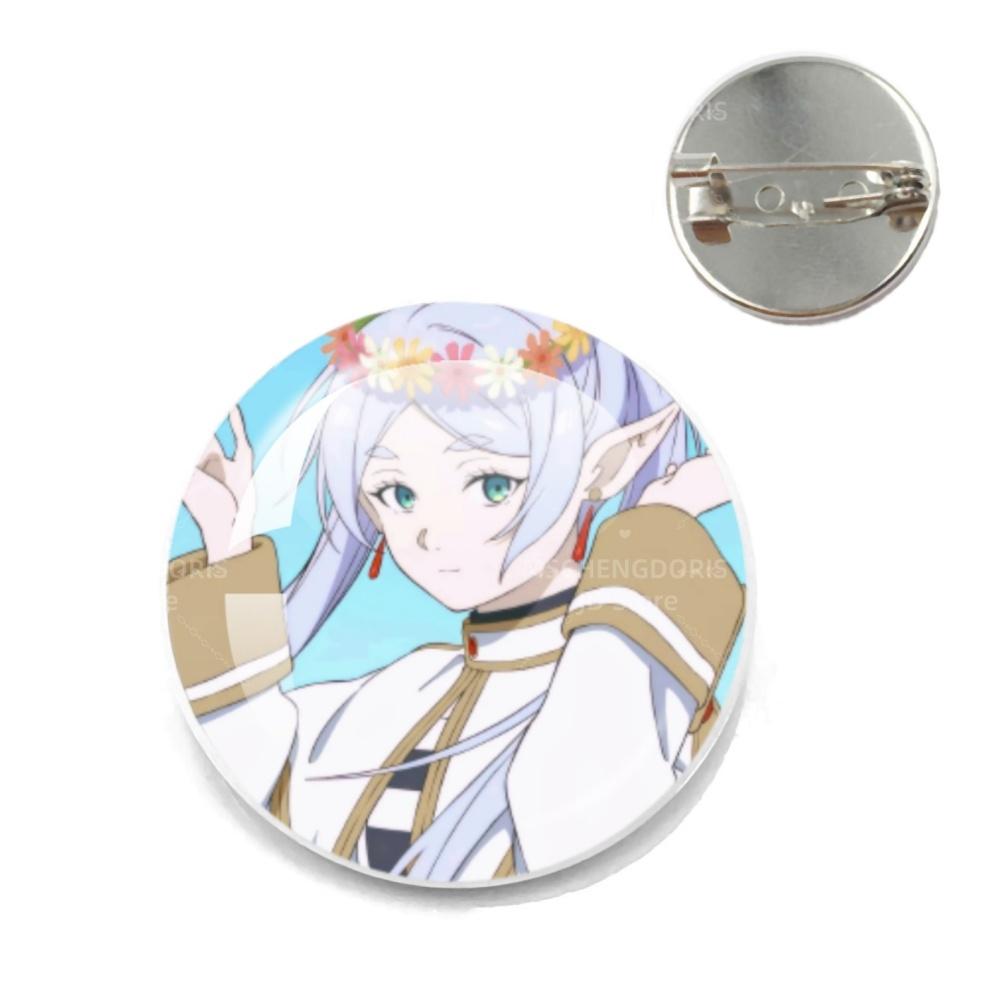 Anime Frieren Pins Cartoon Badge Round Creative Glass Metal Brooches For Backpack Jewelry Accessories Gifts