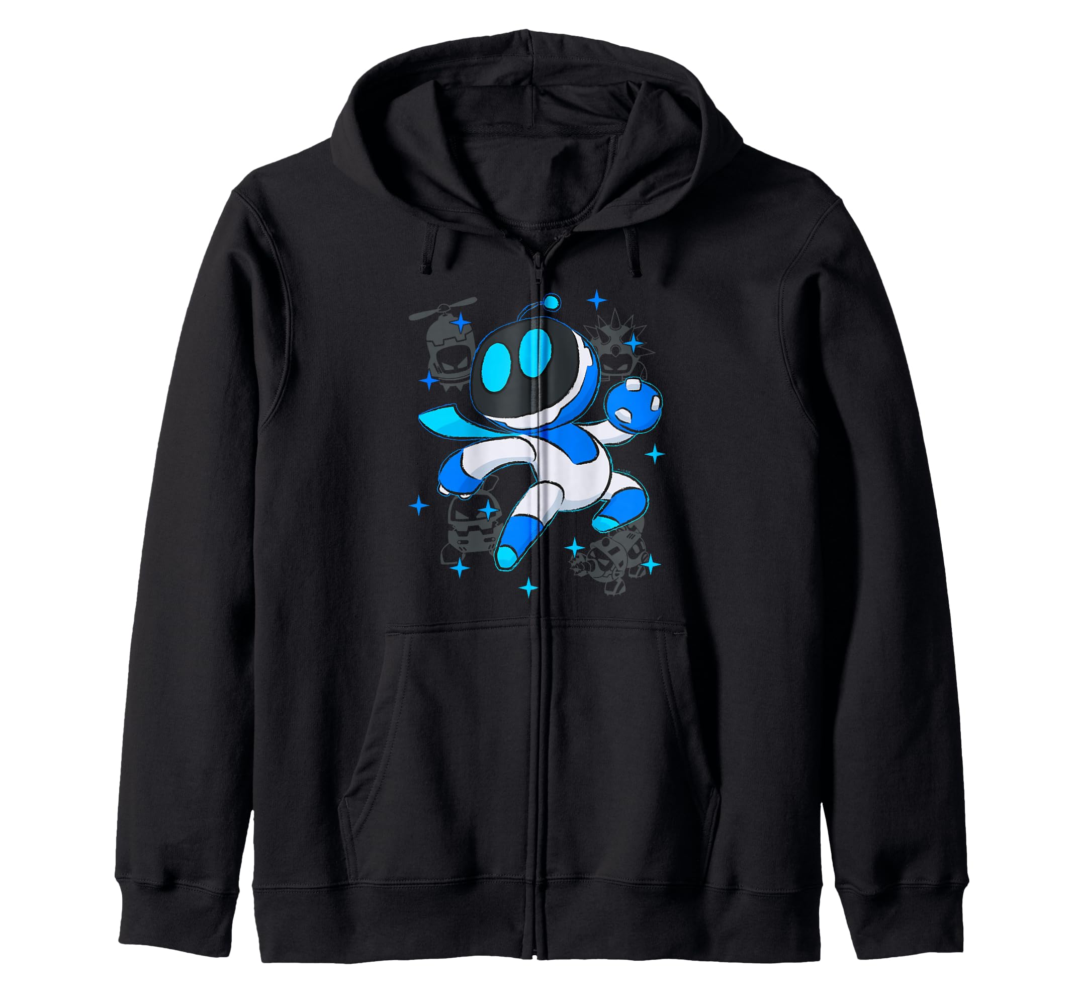 Astrobot PlayStation s Astro Bot Fighting Enemies In Space Zip Hoodie